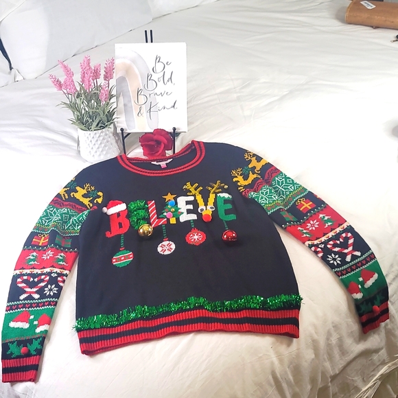 Christmas Sweater with Hanging Bells Holiday Party Festive Sweater - Picture 17 of 17